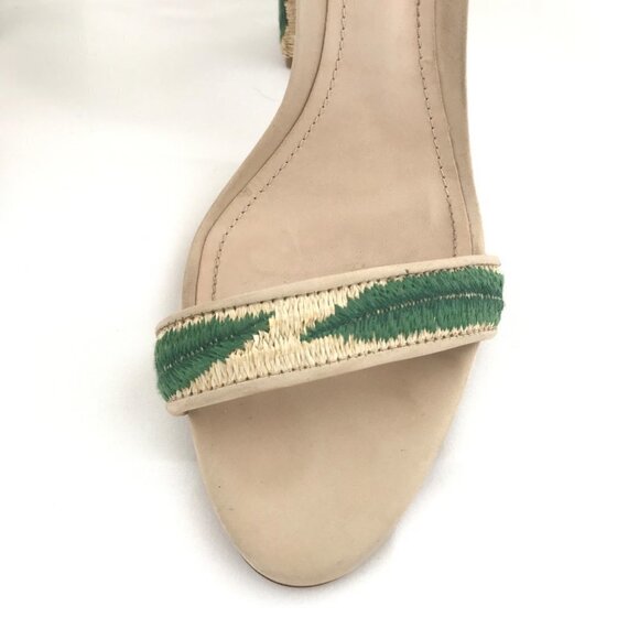 Schutz Pollyana Chunky Heel Green Leaf Design Sandals - Picture 13 of 14